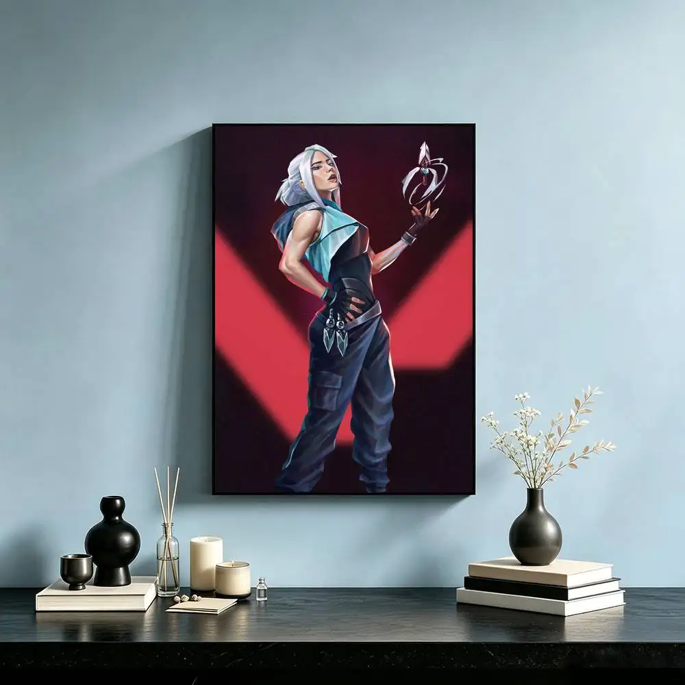 V-Valorants Jett Game  Poster High Quality Dorm Living Room Aesthetic Wall Decoration Painting Stickers Gift