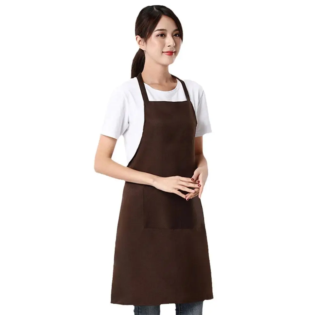 Cooking Apron Unisex Household Solid Color Chef Waiter Hairdresser Adult Tool Barbecue Apron Supplies Kitchen Pocket U5q1