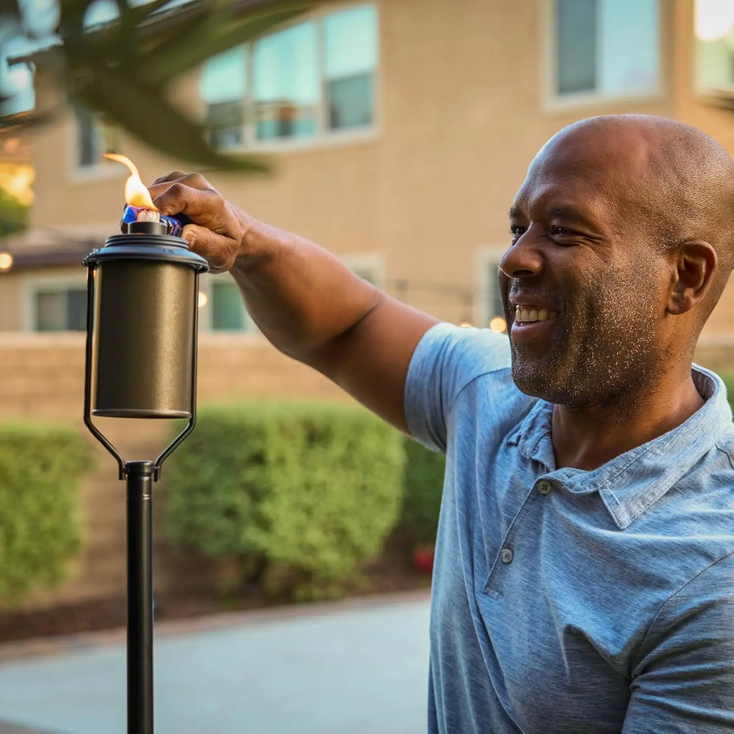 4-Pack Bronze Metal Torches for Outdoor Lighting - 65" Weather-Resistant, Easy Install with Wick & Snuffer