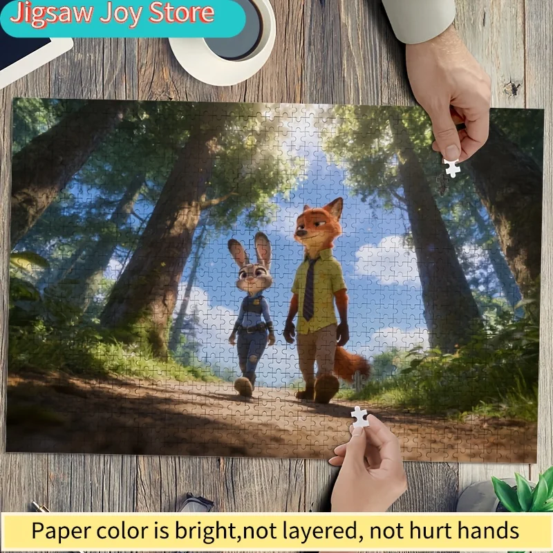 

1000pcs Disney Crazy City Judy Hopps & Nick Wilde Puzzle - Challenging Brain Teaser Suitable for Adults &, Birthday Game, / Fa