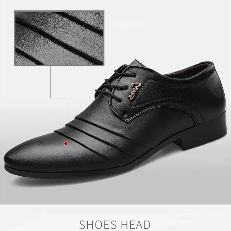 Zapatos de cuero de lujo para hombre, zapatos de vestir de negocios, mocasines de vestir de boda, zapatos puntiagudos negros, Oxford transpirables,