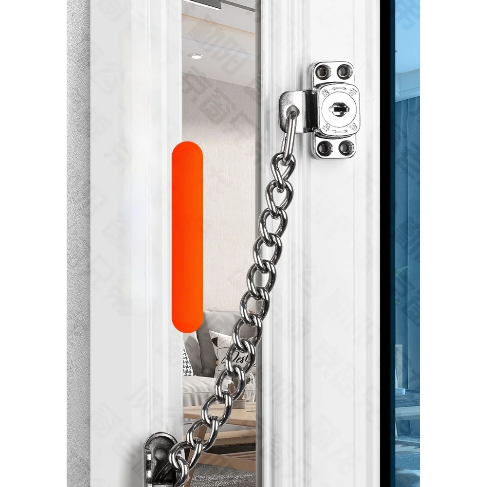 Stainless Steel Chain Window Lock Adjustable Length Key Security For Casement Sliding Tilt Turn Home Safety Door Hardware