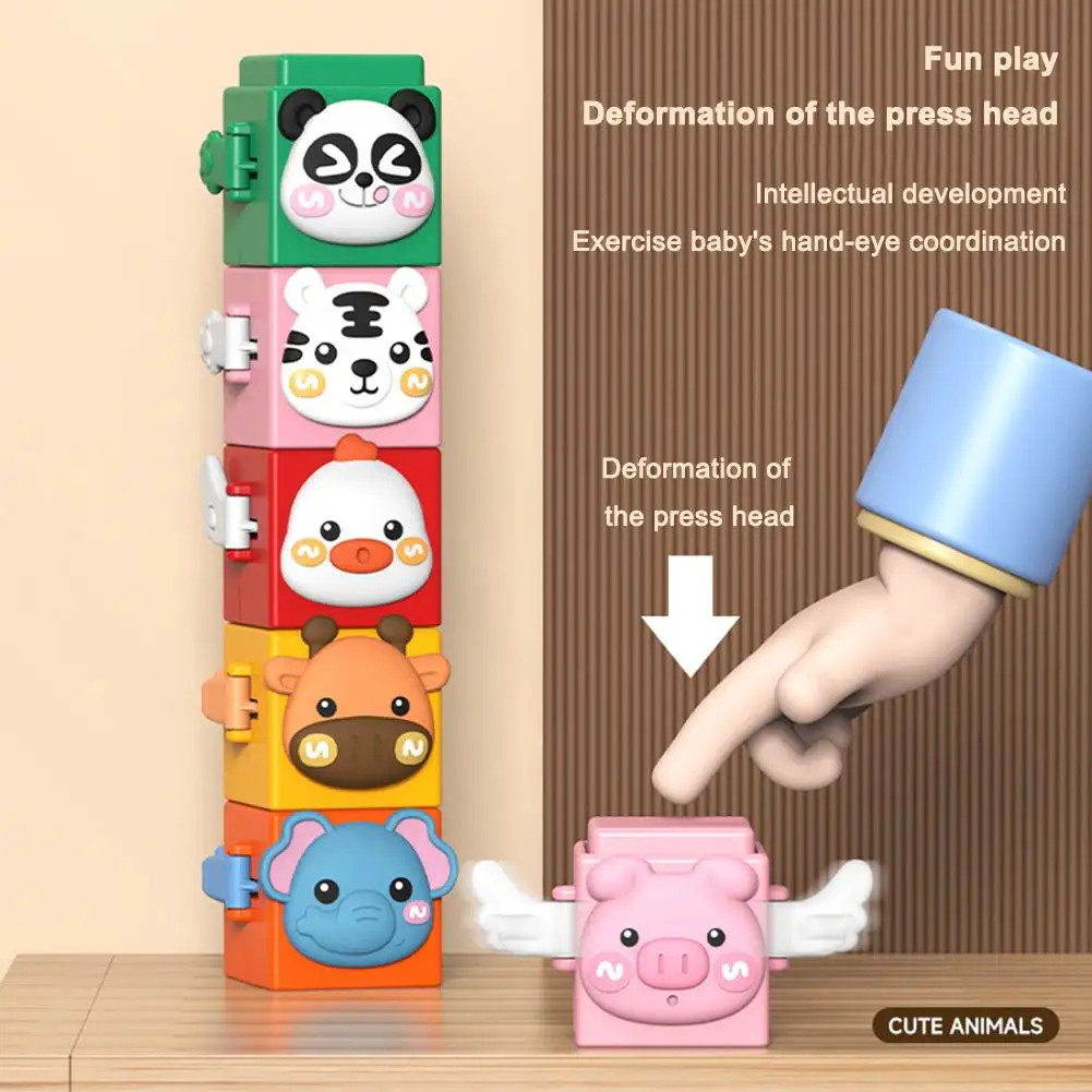 6/12 pçs empilhamento brinquedos blocos aprendizagem brinquedos presentes de aniversário desenvolvimento brinquedos sensoriais para crianças 1 2 3 4 anos de idade meninos gi p4m5