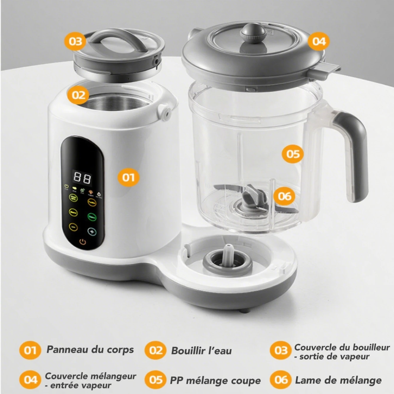 Robot multifonction bébé vapeur mélangeur - usage example
