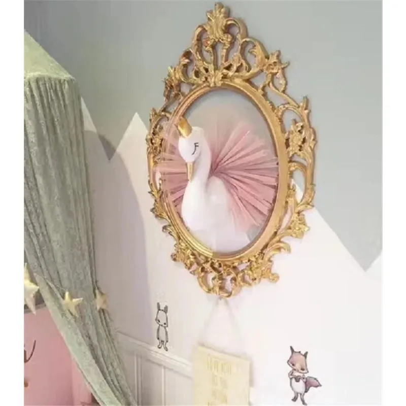 Pink Crown Swan Wall Hanging Decoration Nordic Children's Family Room Decoration Ornaments Bedroom Shooting Props Baby Toy Doll