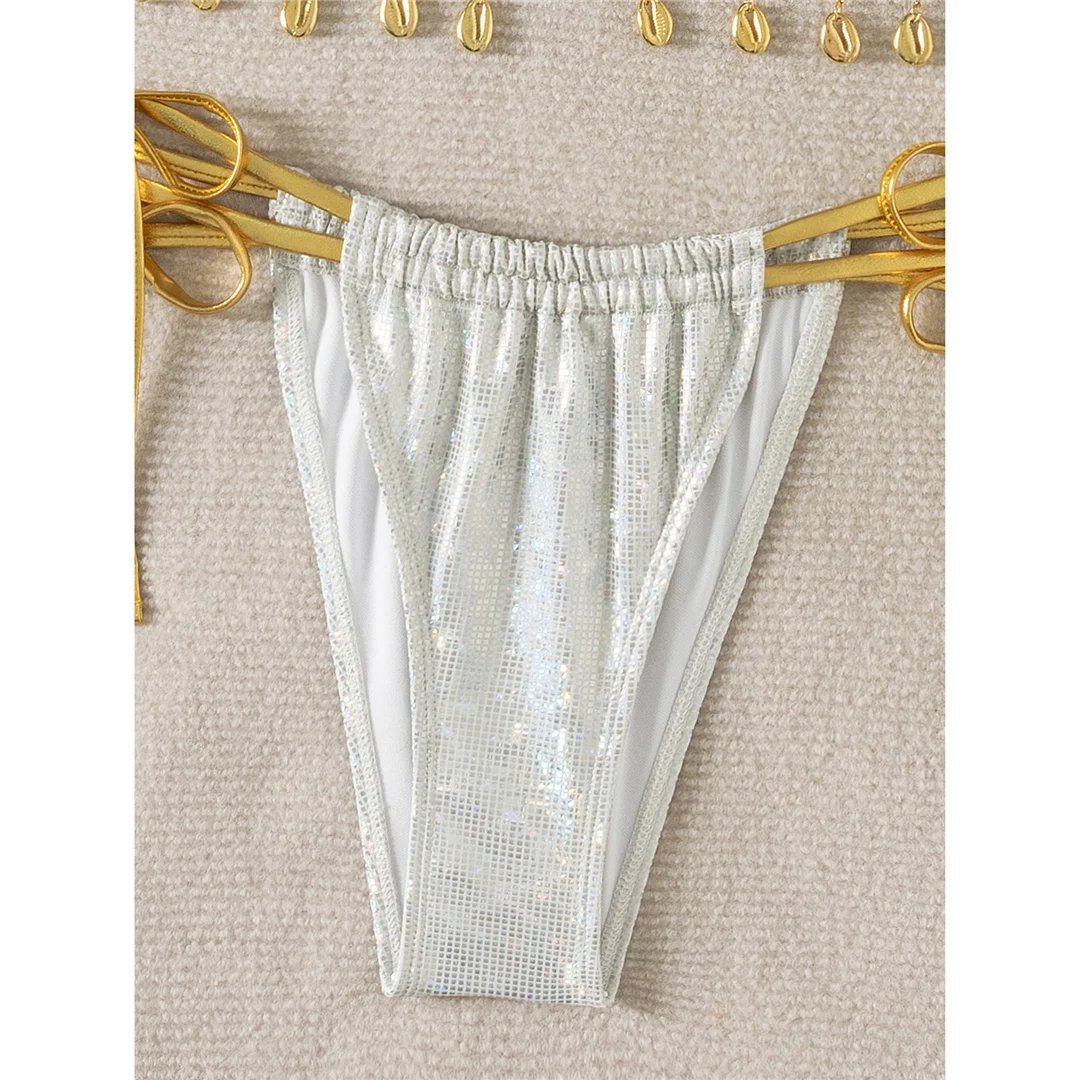 XS - L Neuer glänzender Pailletten-Halter-Bikini, Damen-Badeanzug, zweiteiliges Bikini-Set, Badebekleidung, Badeanzug, Badebekleidung, Schwimmbekleidung V5823 – Detail 13