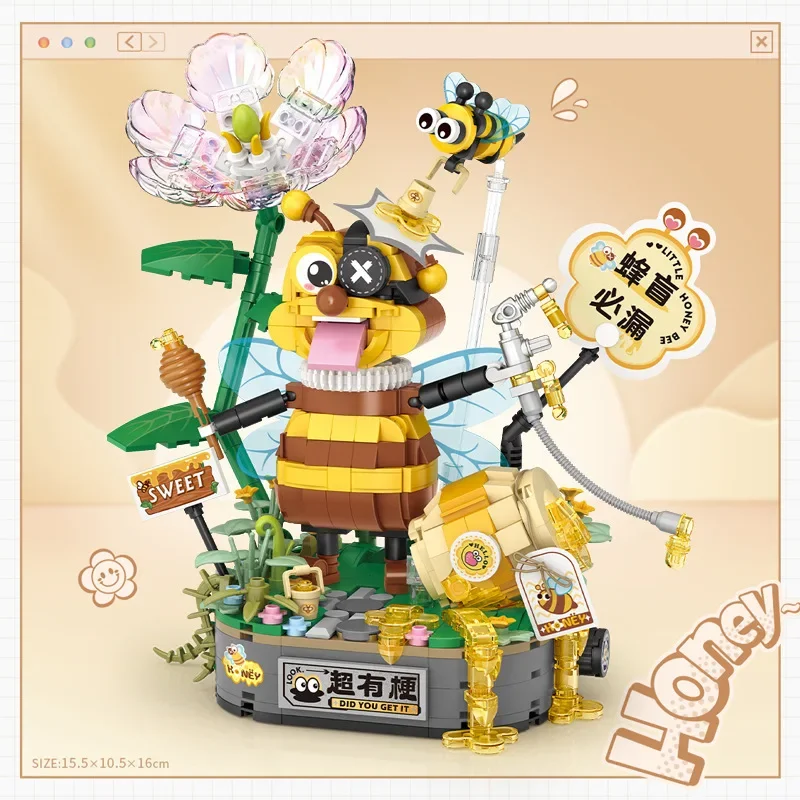 LOZ ตลก Shark Soak Building Blocks การ์ตูน Bee Mini Micro อิฐ Kawaii สัตว์ปริศนารูปของเล่นสําหรับเด็กคริสต์มาสของขวัญ