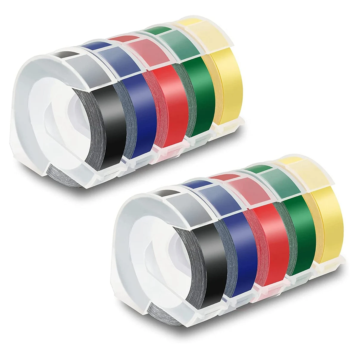 10PCS 9mm Multicolor Replace for Dymo 3D Embossing Label Tape for Dymo 12965 Motex E-101 1610 1540 1880 Label