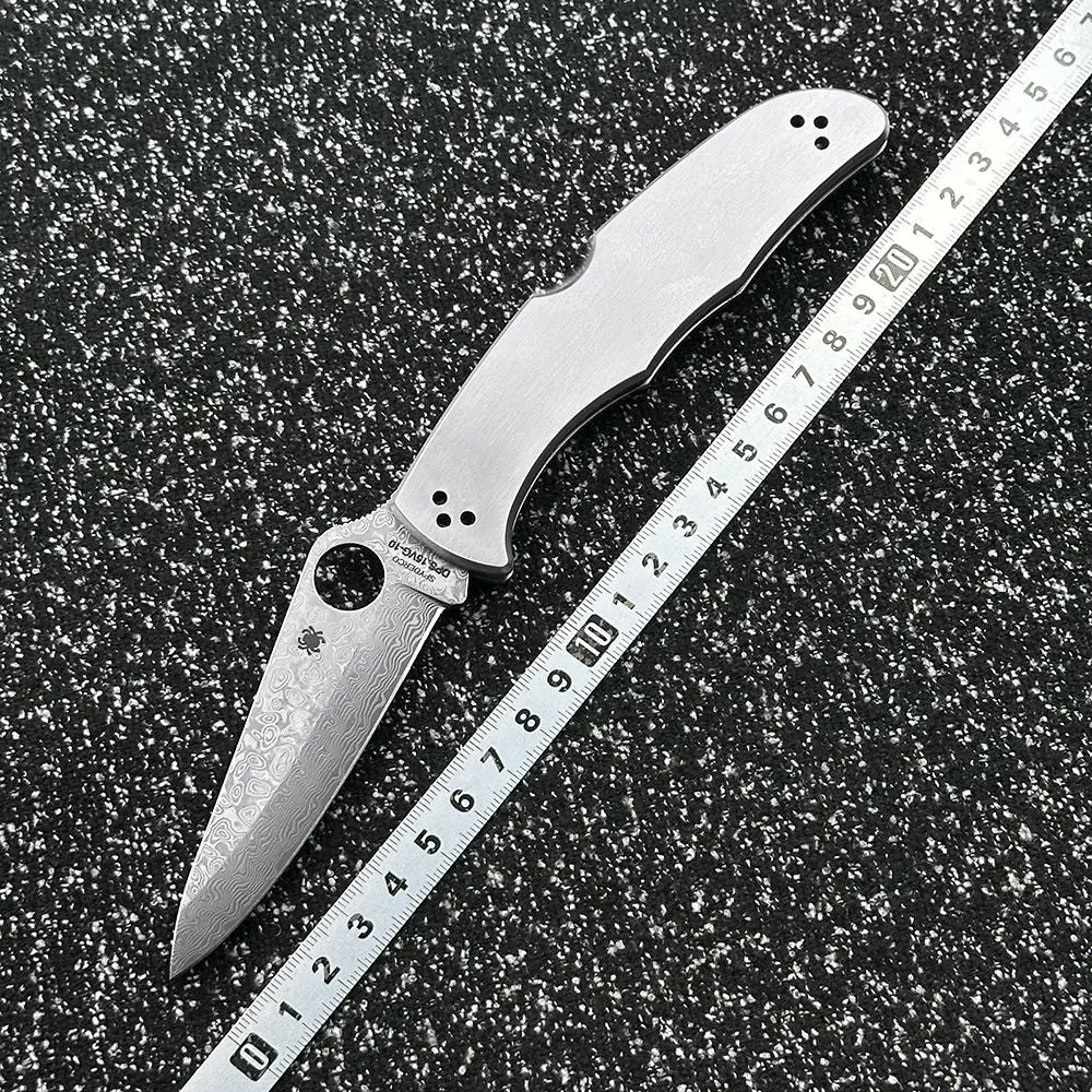 

C07 Steel Shank Damascus Pattern Outdoor Folding Knife Camping Survival Sharp Tactical Self-Defense EDC Tool Knife