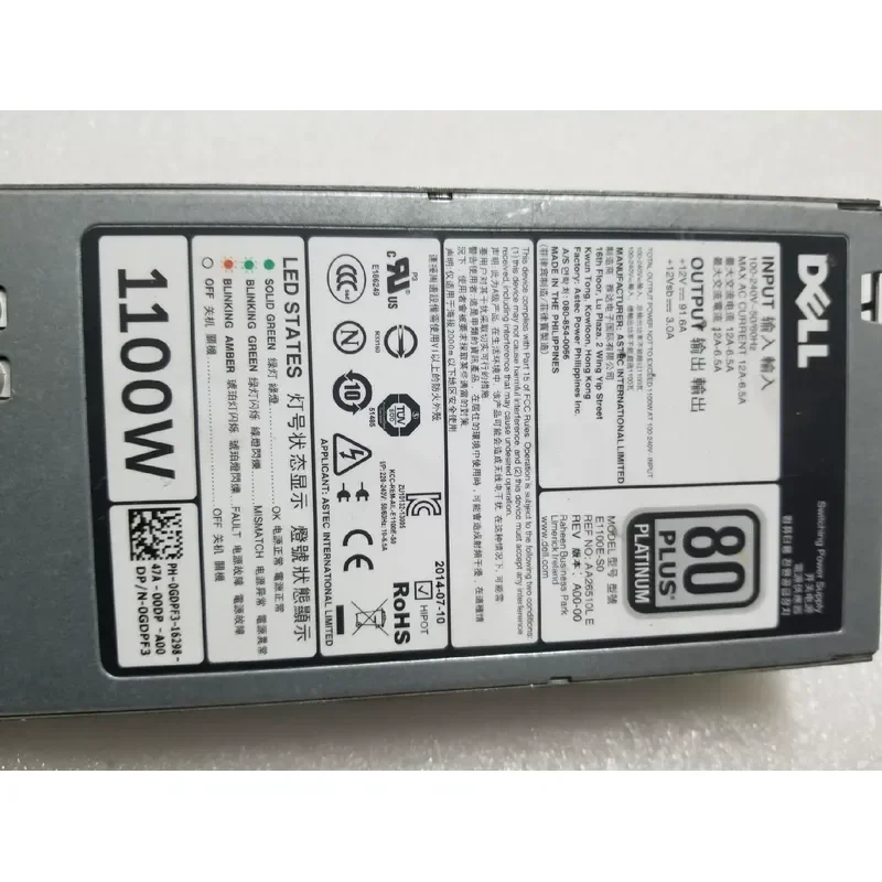 1100W Power Supply for Dell R520 R620 R720 Server