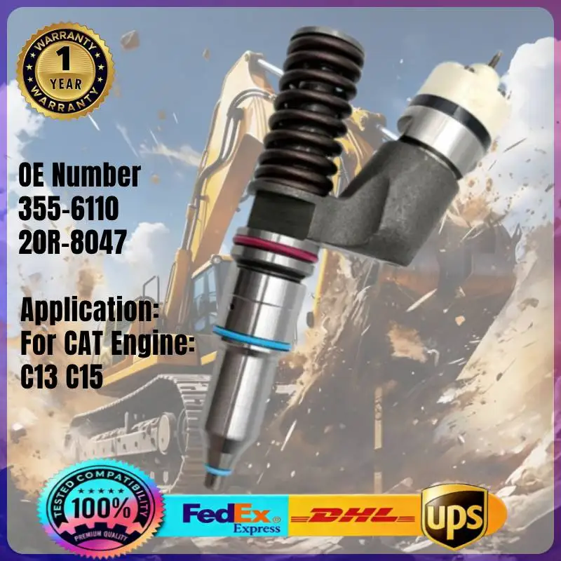 

355-6110 20R-8047 Common Rail Fuel Injector 3556110 20R8047 for Caterpillar CAT 735C 740 986 986K D8R D8T PL83 PL87 Engine C15