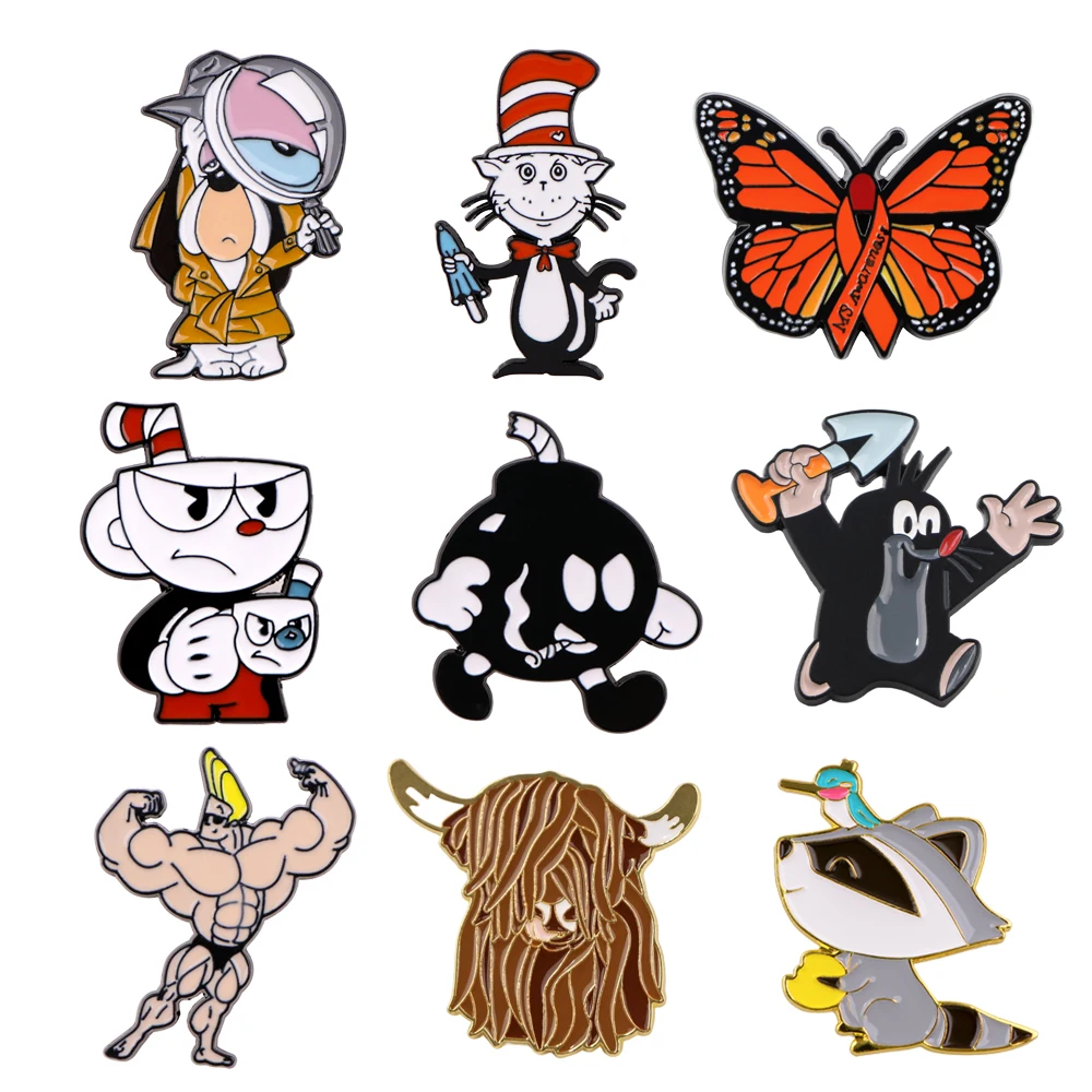 

Cartoon Animal Funny Dog Pins for Backpack Lapel Enamel Pins and Brooches Badge Bags Backpack Accessories Kid for Gifts