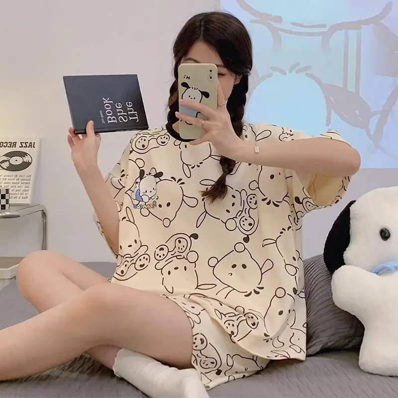 

Cartoon Anime Women Pajama Sets Girl Sweet Japanese Kawaii Sleepwear Student Cotton Home Wear Cute Fashion Short Sleeve Shorts
