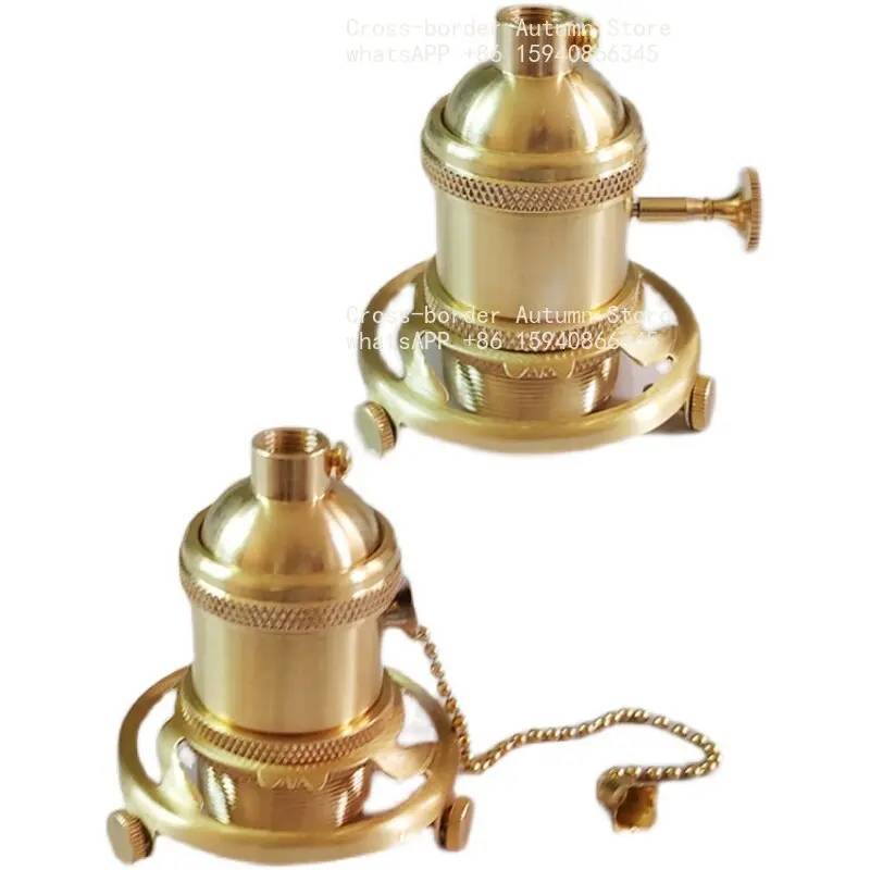 Vintage Solid Brass E27 Lamp Holder With Retaining Ring For Fabric Glass Lampshade
