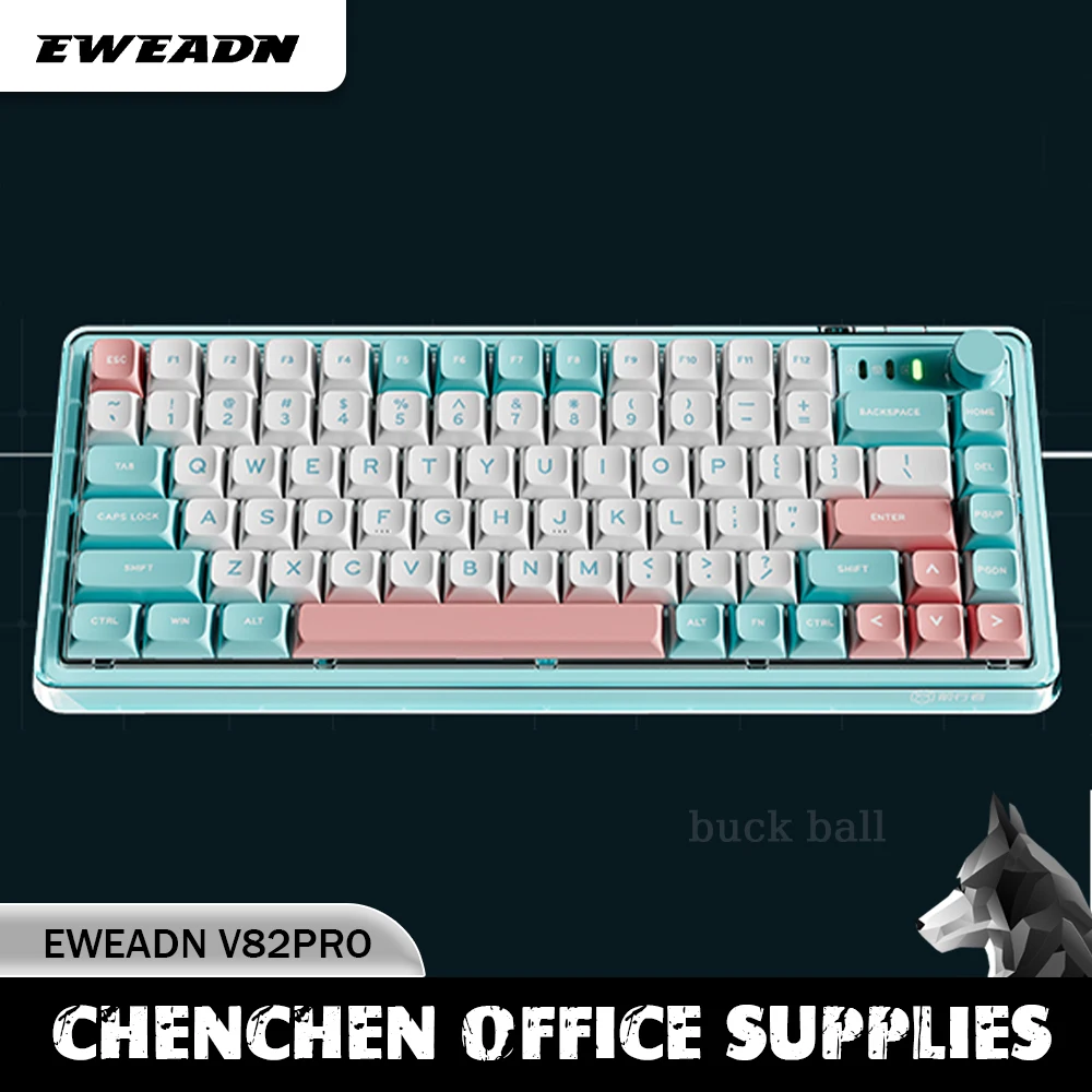 

Eweadn V82pro Gaming Keyboard 3 Mode Wireless Bluetooth 75% PBT Keycaps Hot-Swap Rgb Hifi Office Custom Game Mechanical Keyboard