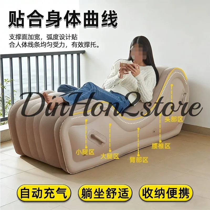 Portable PVC Inflatable Air Sofa Mattress Foldable Recliner Chair For Outdoor Camping Tent Picnic Rest Use