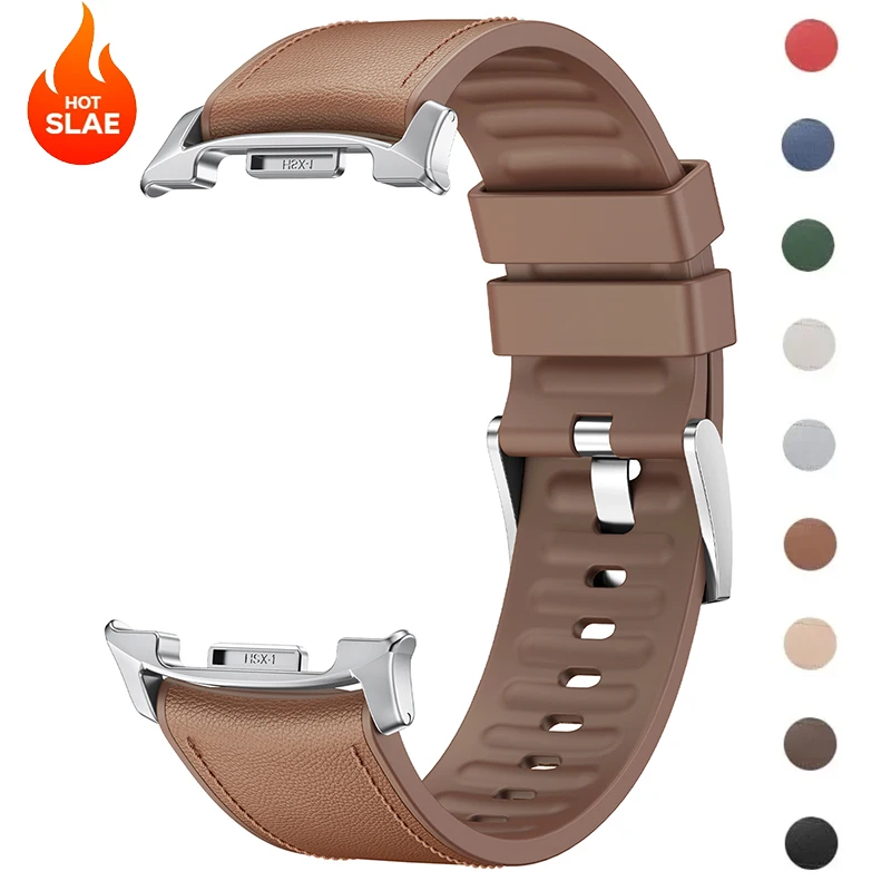 Leather Silicone Strap for Samsung Watch 8 Classic 46MM No Gaps Band for Galaxy Watch 8 40MM 44MM Bracelet Accessories
