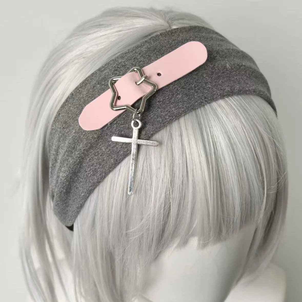 

Повязка для волос Star Skin с серым крестообразным узором, аксессуары для волос для девочек, милый широкий ободок в стиле Y2K, резинки и ленты для волос, корейский стиль