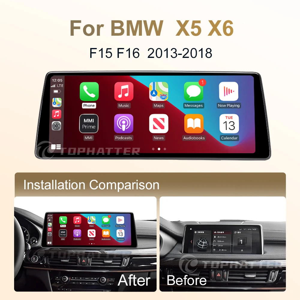 CarPlay Voor BMW X5 F15 X6 F16 2013-2018 NBT/EVO Systeem 12.8in 2K Scherm autoradio LInux Multimedia Speler Navi Head Unit 360