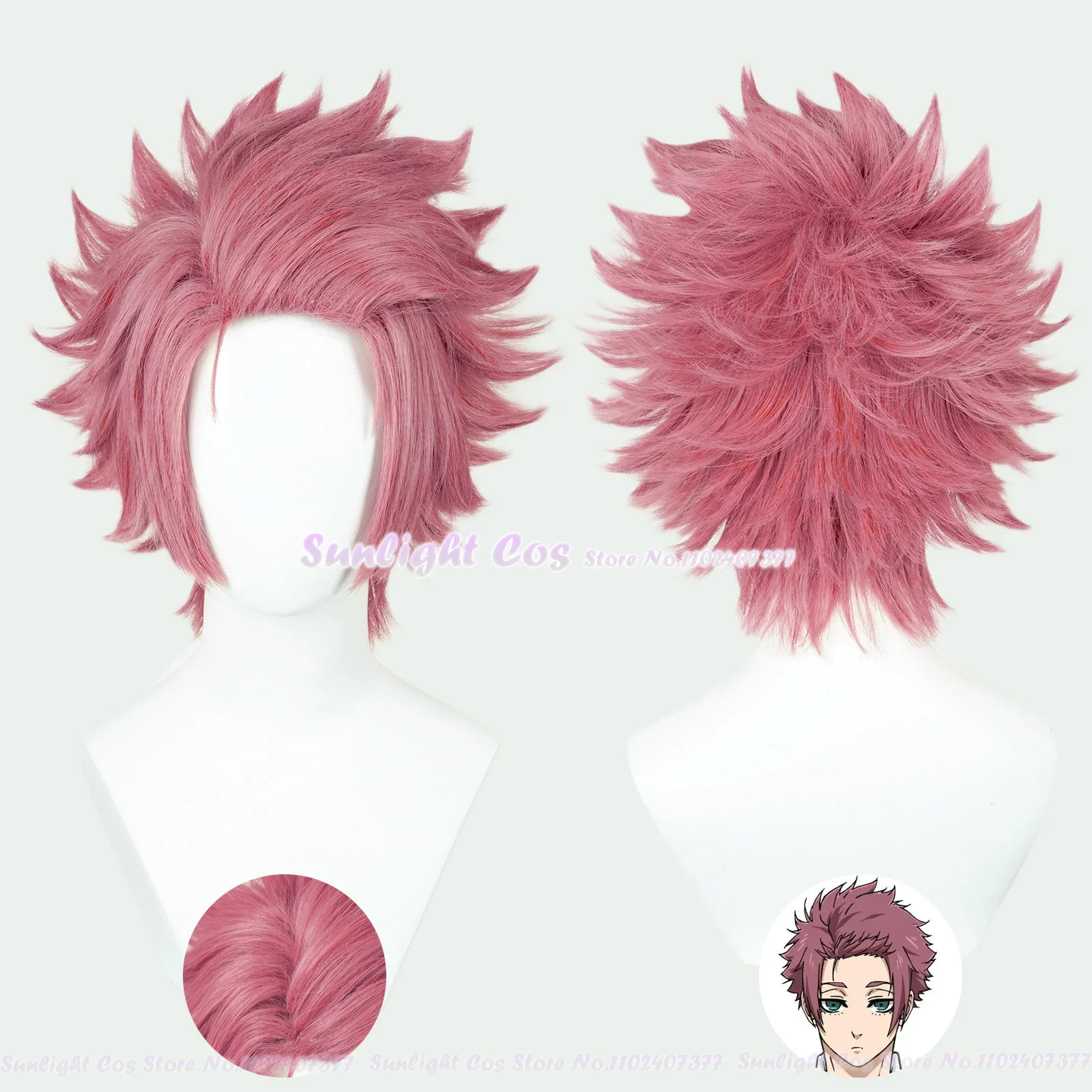 Anime  Sae Itoshi Cosplay Wig 30cm Rose Pink Wig Men Cosplay Anime Wigs Heat Resistant Synthetic Hair Wig + Wig Cap