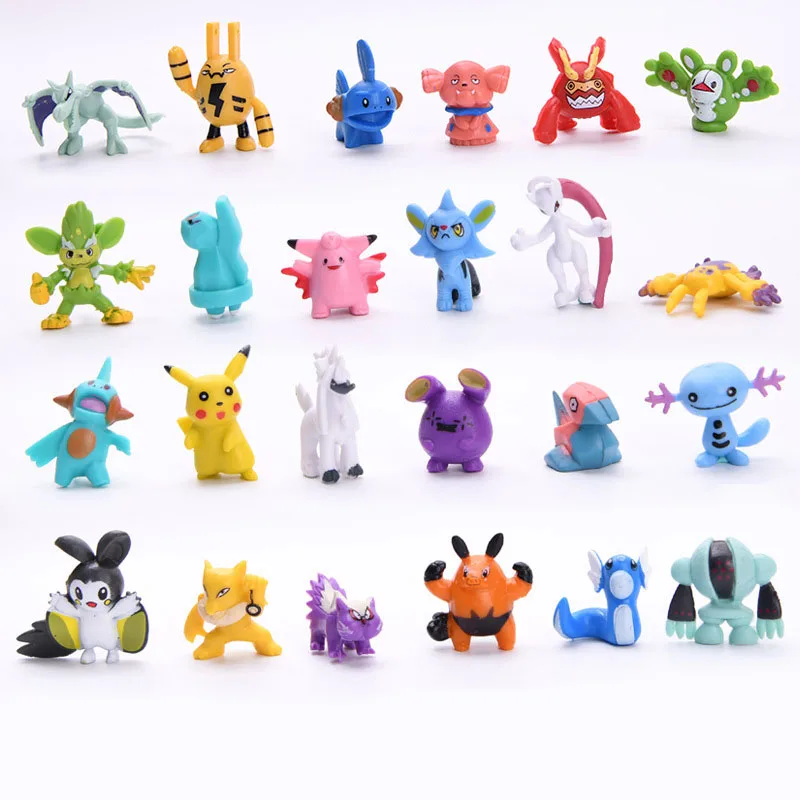 24-144pcs Pokemon Anime Action Figure Pikachu Not Repeating Mini Figures Kawaii Collection Toy Figura Children Birthday Gift