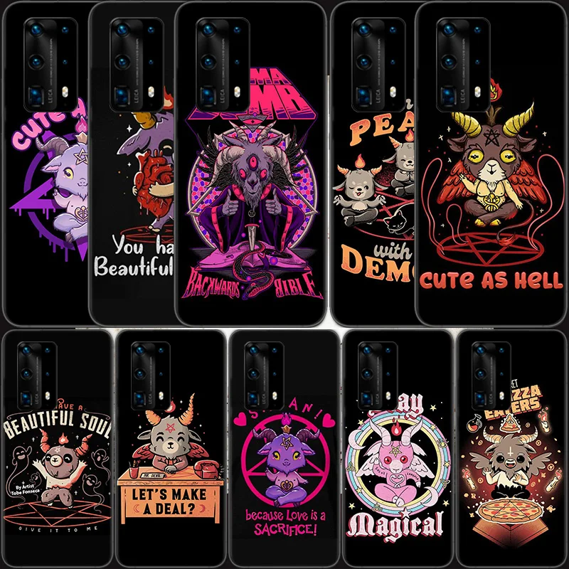 Cute Hell Hail Satan Evil Phone Case For Huawei Mate 30 Lite 20 10 40 Pro P50 Pro P40 P30 Lite P20 P10 Coque Cover Capa Shell