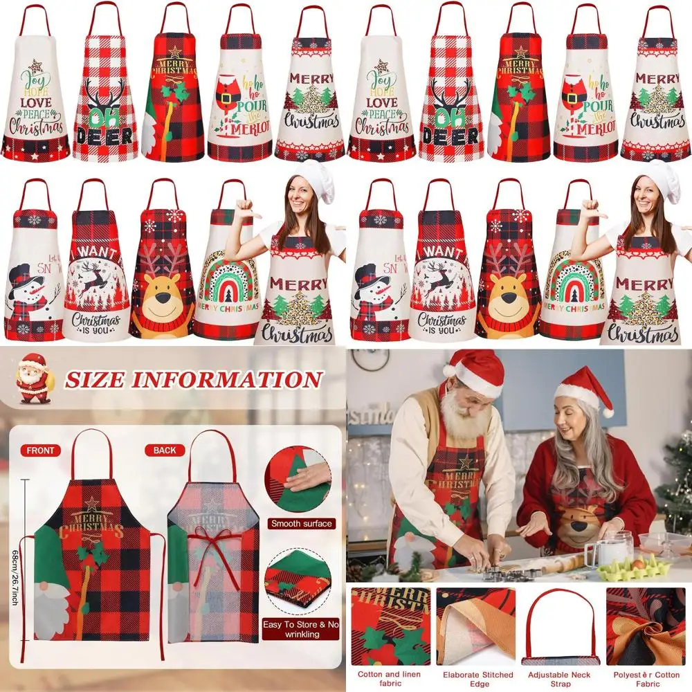 

Red and Black Plaid Christmas Aprons for Unisex - Festive Holiday Cooking, Baking, BBQ, and Gardening