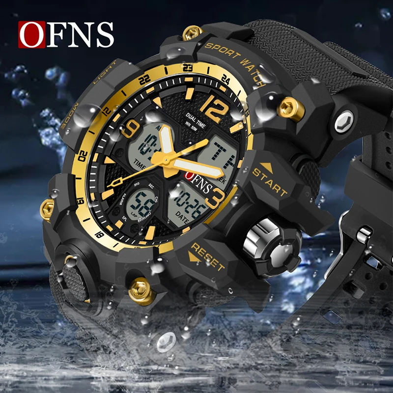 OFNS Top Brand G Style Sports Men\'s Watches Military Quartz Watch Man Waterproof LED Digital Wristwatch for Men Clock Relogio