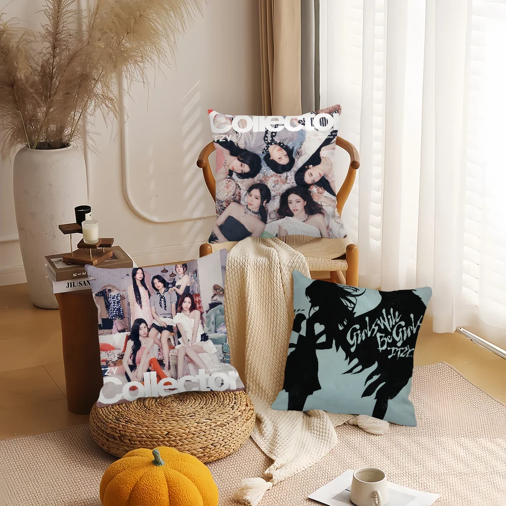 Kpop I-ITZY-Y Pillow Case Home Decoration Cushion Cover Suitable For Office Sofa Bedroom Car