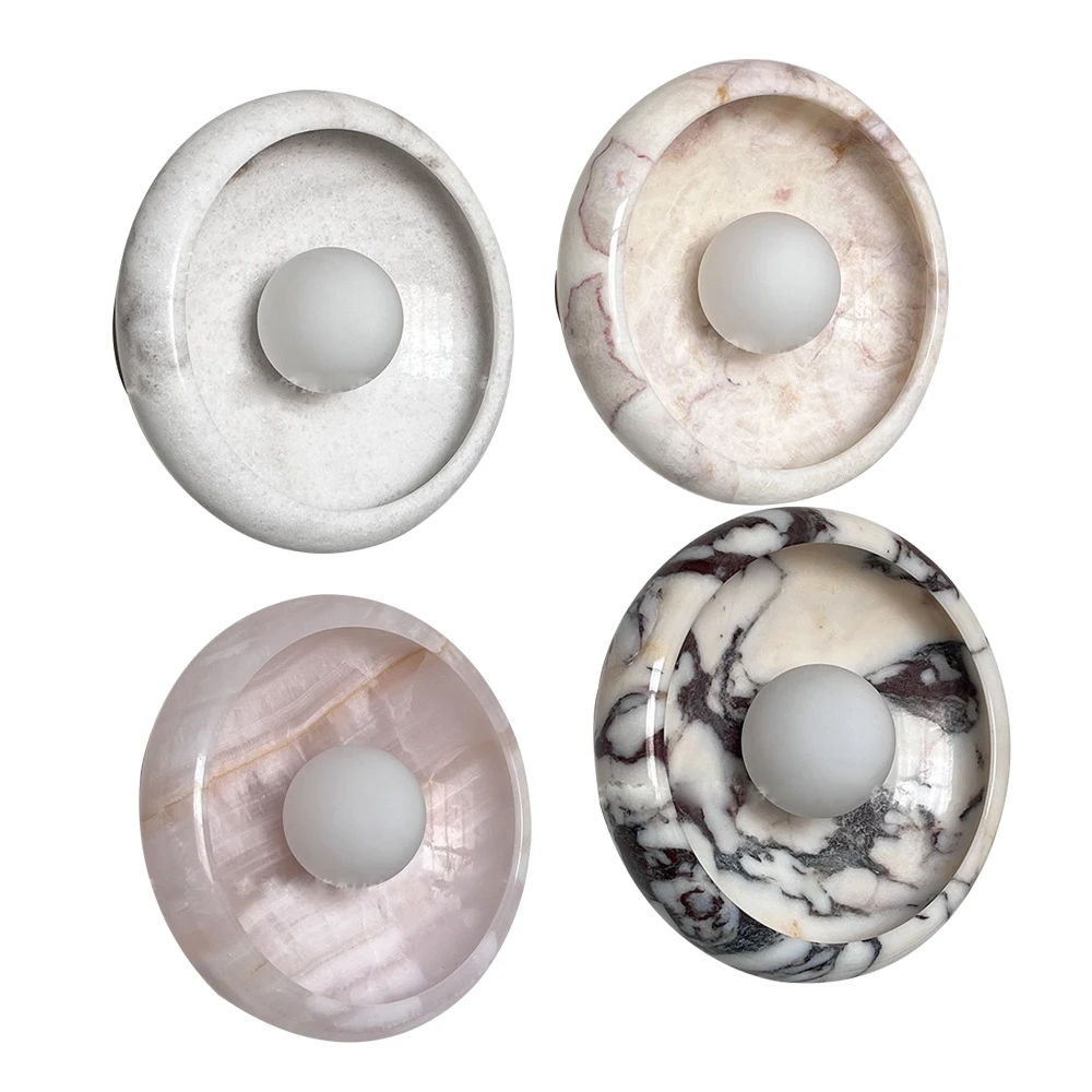 

Круглый нефритовый камень, настенные бра, светодиодные элегантные украшения дома, фоновый светильник, мрамор, зеркало, настенные светильники для ванной комнаты