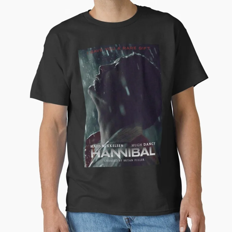 

hannibal season 2 poster will graham 80s vintage horror movie Hannibal scary film T-shirt for men Large size Adult Tops
