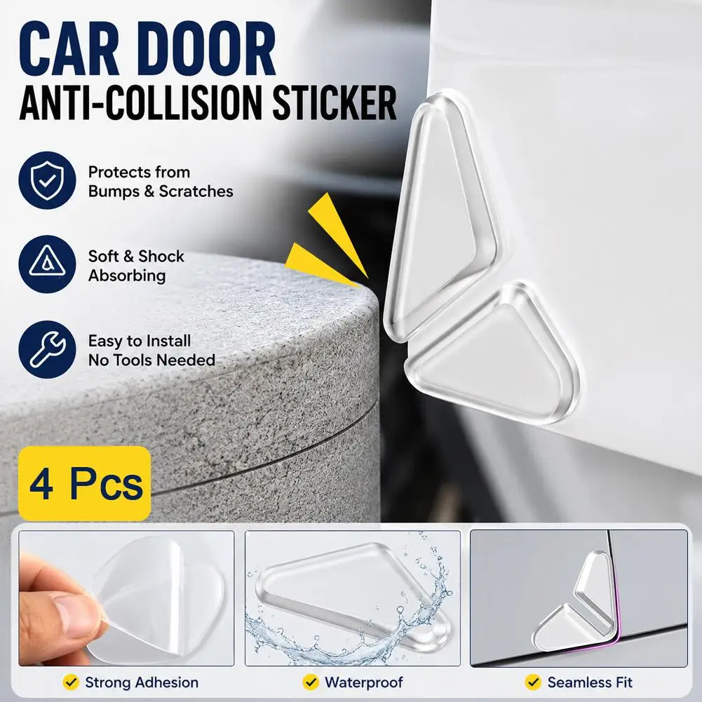 

4Pcs Car Door Corner Anti-Collision Stickers Transparent Edge Guard Protector Anti-Scratch Protective Strip Accessories