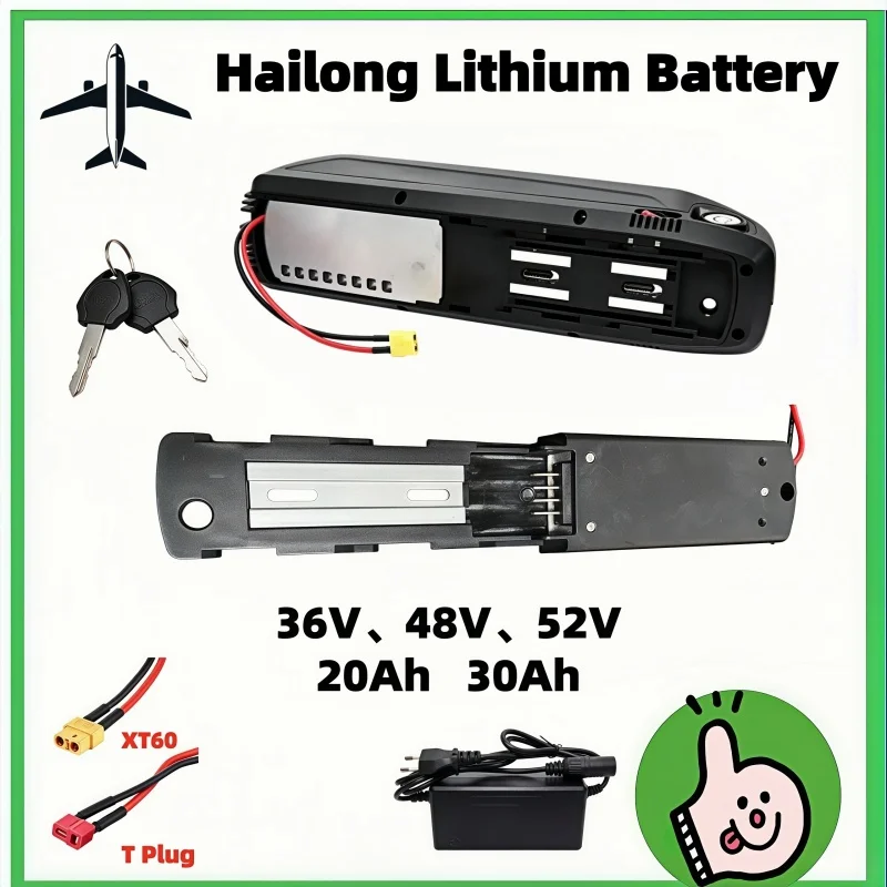 Hailong Frame Mount Battery 36V 48V 52V, 12Ah 15Ah 18Ah 20Ah 30Ah Lithium Pack for Bafang BBS Mid Drive Motors