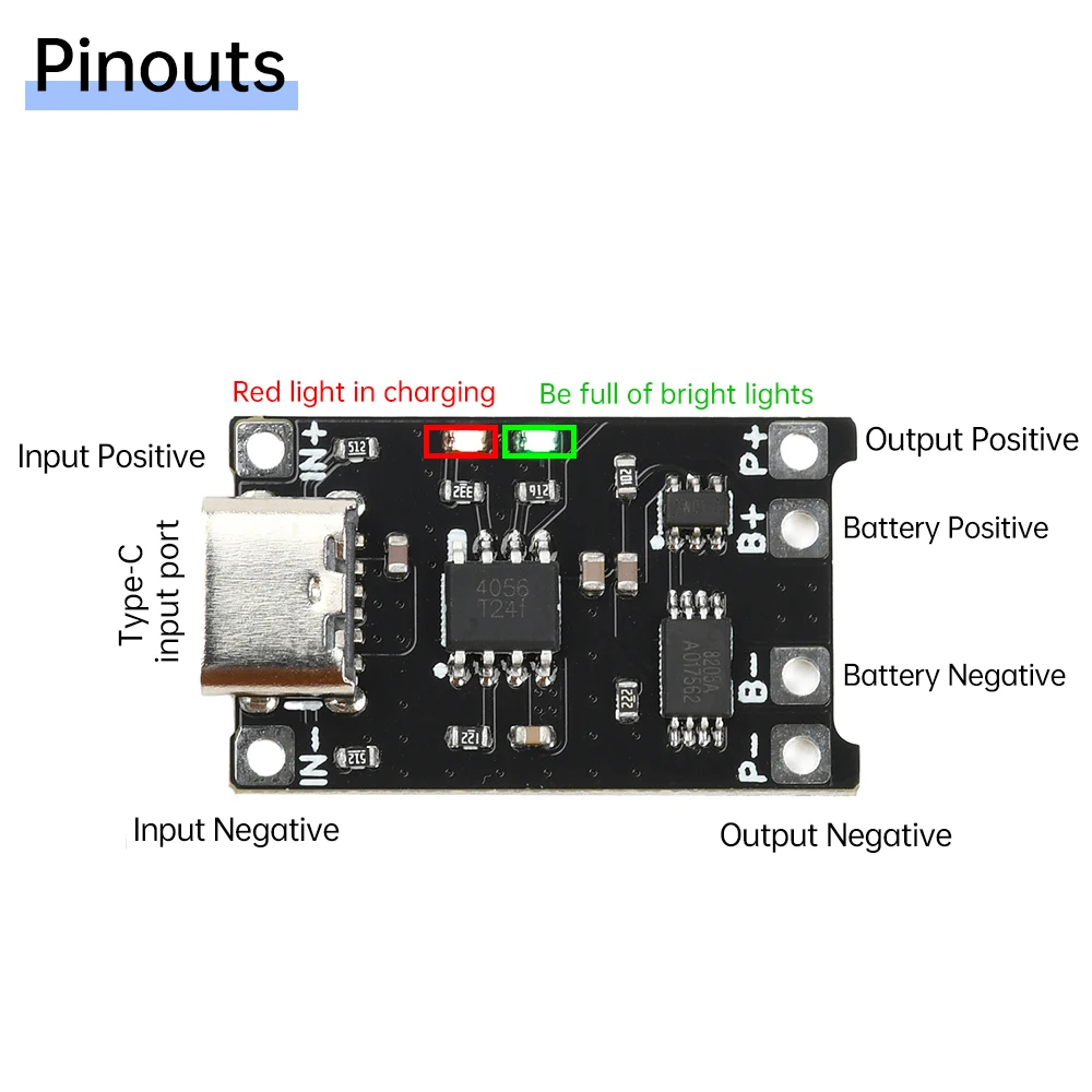 

TP4056 Lithium Battery Charger Module DC 4-8V 1A mini Charging Board With Protection Type C Interface For DIY