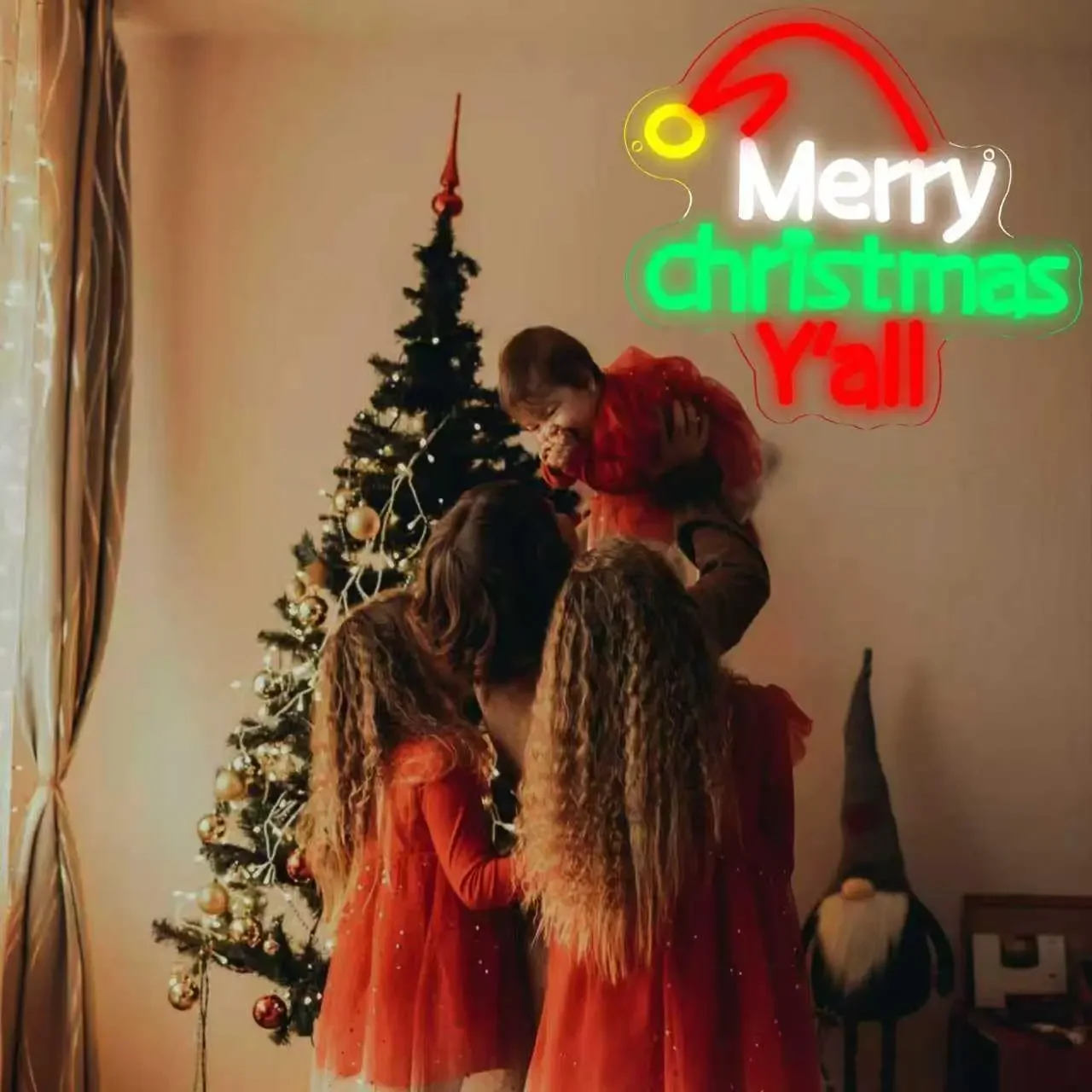 Merry Christmas LED Neon Sign USB Dimmable Neon Light Sign for Gameroom Bedroom Bar Livingroom Birthday Party Gift Wall Decor