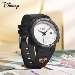 Disney Original Mickey Mouse Girl Fashion Cartoon Quartz Wristwatch Young Lady Graffiti TPU Band Student Teenager New Date Watch