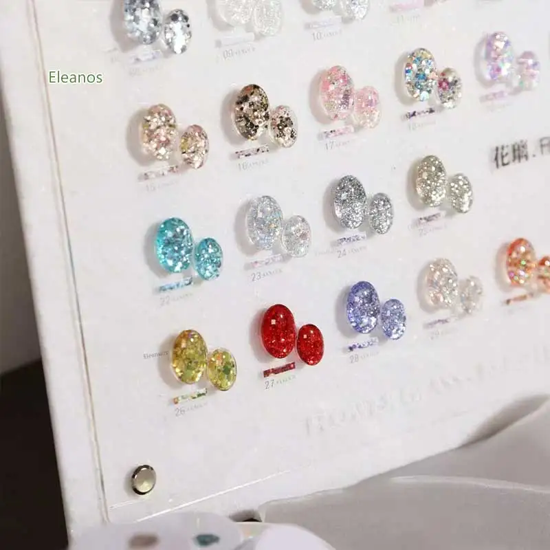 Eleanuos 32 قطعة تألق الترتر بريق هلام طلاء الأظافر مجموعة مع بطاقة اللون لصالون الأظافر نقع قبالة الأشعة فوق البنفسجية هلام مسمار الفن الديكور