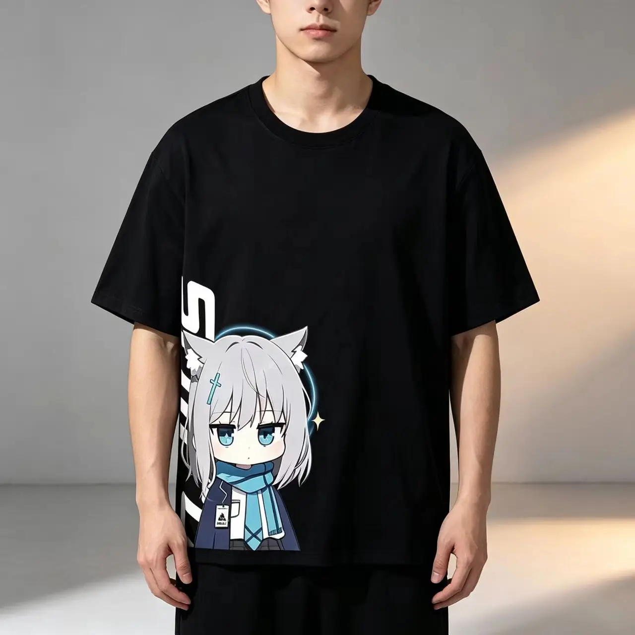 New Tblood anime game blue file role-playing 3D printing Kawaii summer men's and women's fashionable versatile short sleeved top