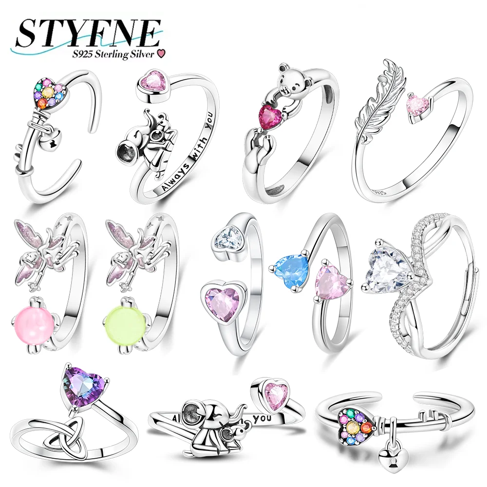 925 Silver Love Series Zircon Celtic Knot Love Ring Love Lock Open Ring Engagement Wedding Jewelry Anniversary Birthday Gift