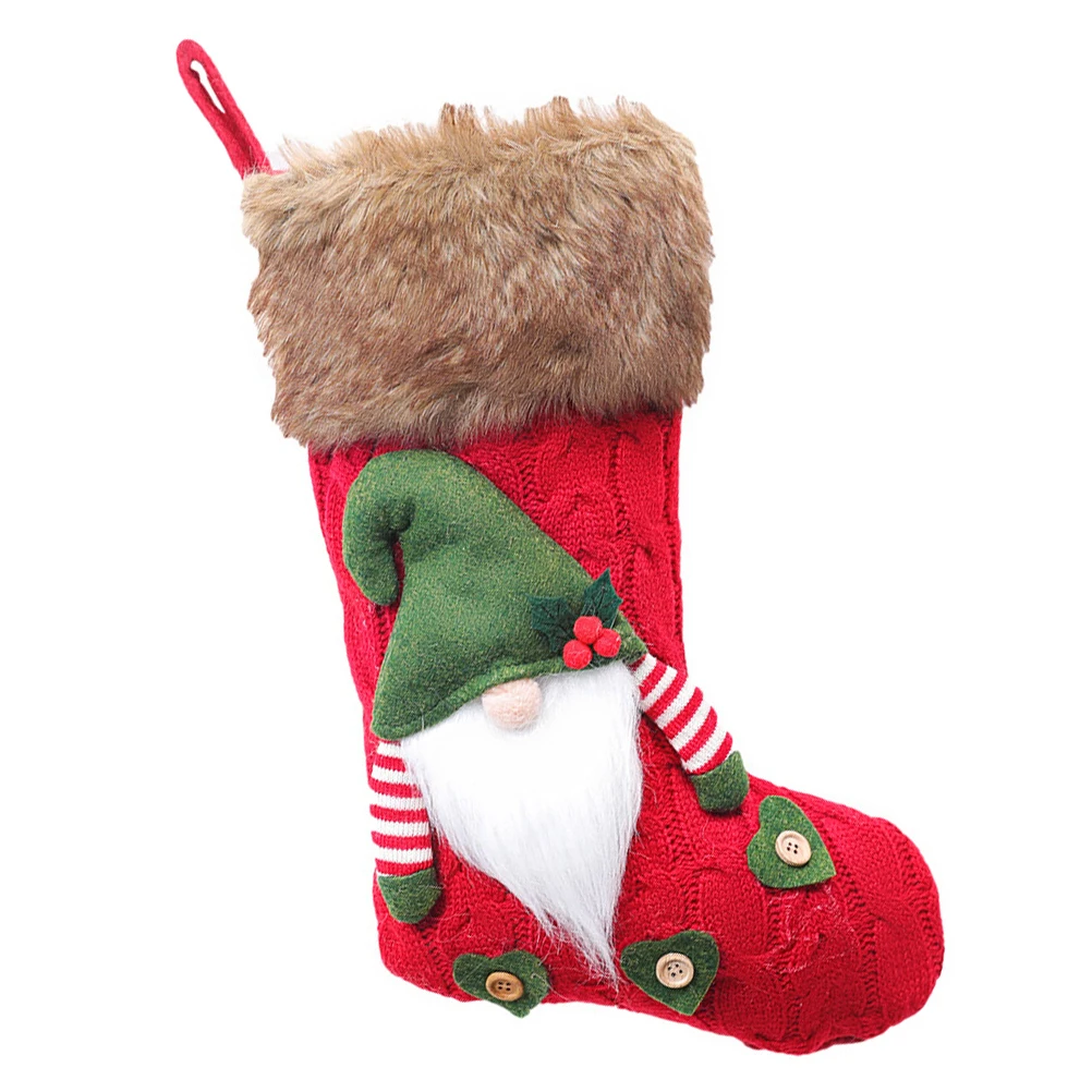 

Santa Bag Knitted Sock Pendants Candy Sweets Hanging Pouch Christmas Decoration