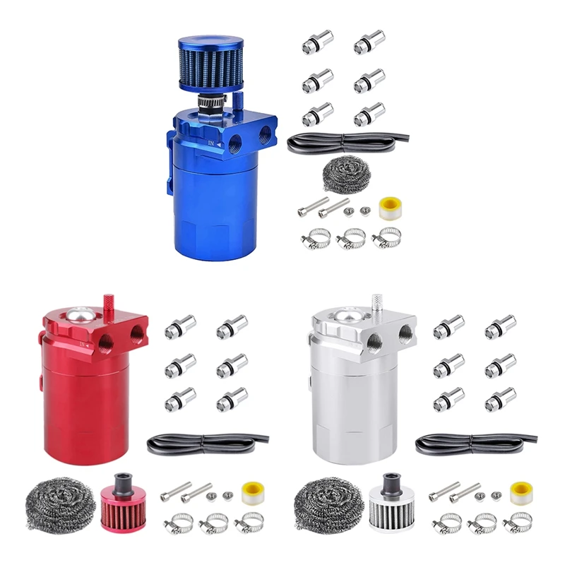 

300Ml Car Aluminum Car Filter Oil Can Filter Oil Pot Two-Hole Oil Storage Tank Kit With Air Filter