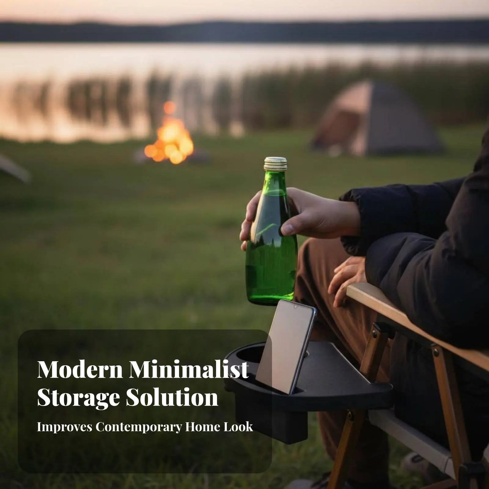 

Портативный боковой столик-поднос для кемпингового кресла, многофункциональный, долговечный, для пляжа, с держателем для напитков