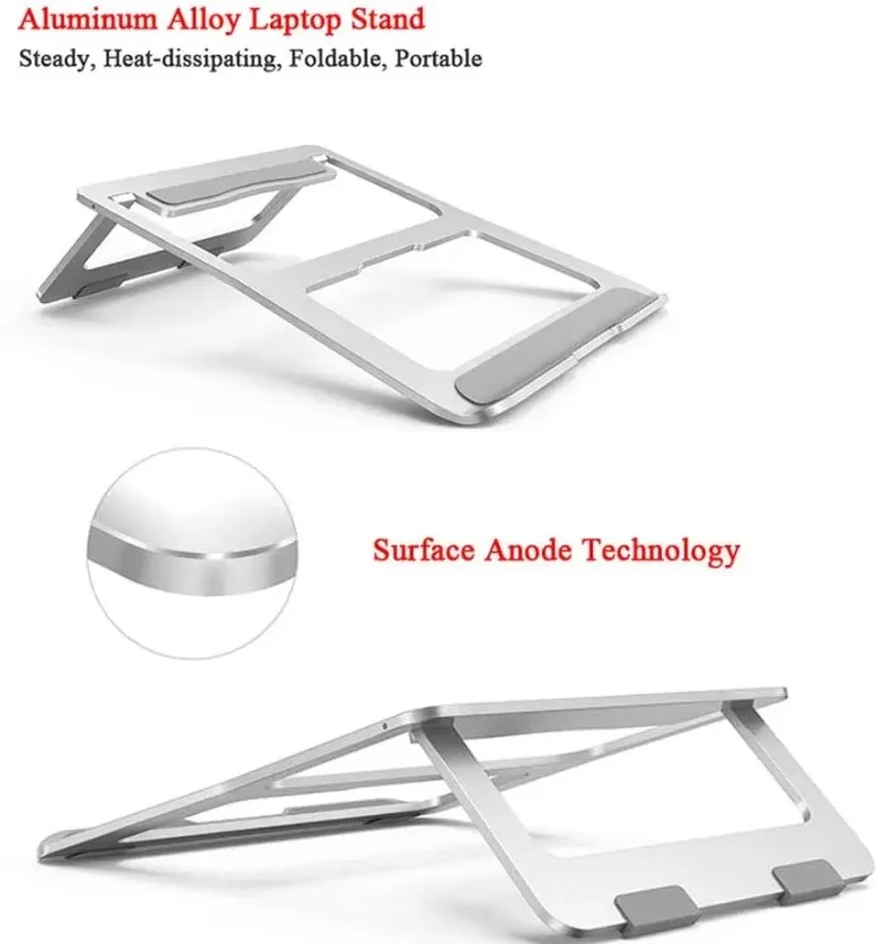 Portable Aluminum Alloy Foldable Laptop Stand Adjustable Desktop Holder Heat Dissipation for MacBook Notebook 10-17 Inch Laptops