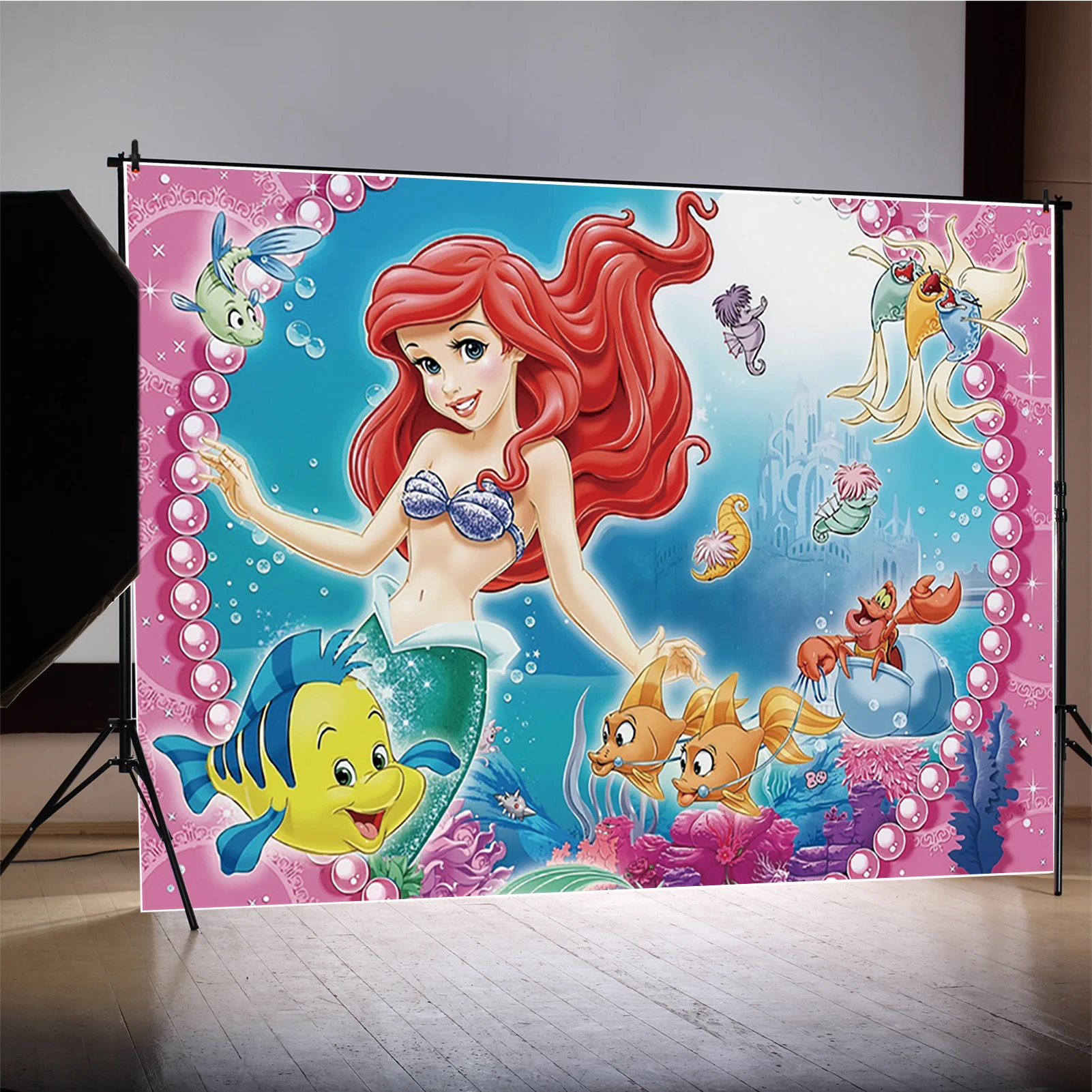 Mermaid Princess Ariel Backdrop Photography Pink Fish Portrait Background Child Photo Studio Party Decor Accessories