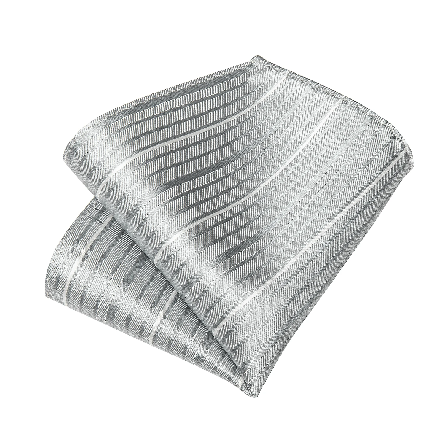 Grau-Silber-Weiß gestreiftes Paisley-Blumenmuster 8cm Herrenkrawatte, Einstecktuch, Manschettenknöpfe, Business-Hochzeits-Bräutigam-Accessoires, Krawatte – Detail 10