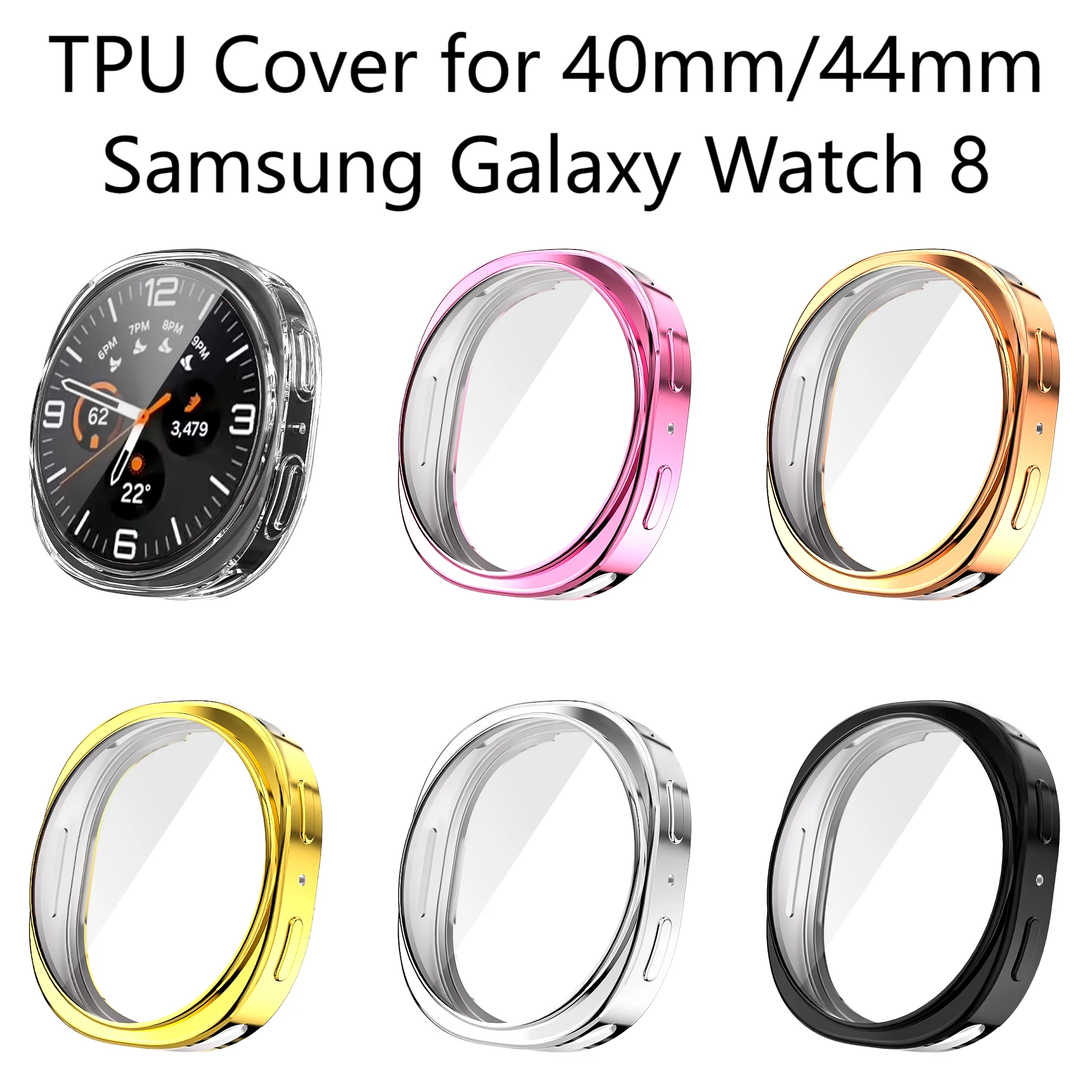 

TPU Screen Protector for Samsung Galaxy Watch 8,Anti-Scratch Protector Shockproof Cover Shiny Bumper for Watch 8 40mm/44mm