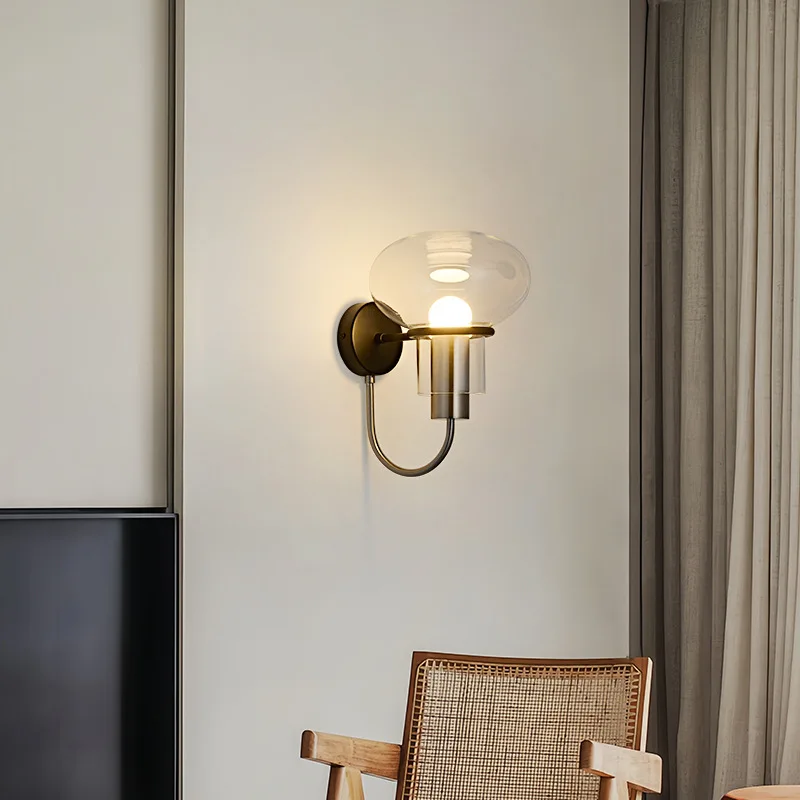 Eenvoudige wandlamp Nordic binnenbedverlichting wandlamp licht luxe gekleurd glas