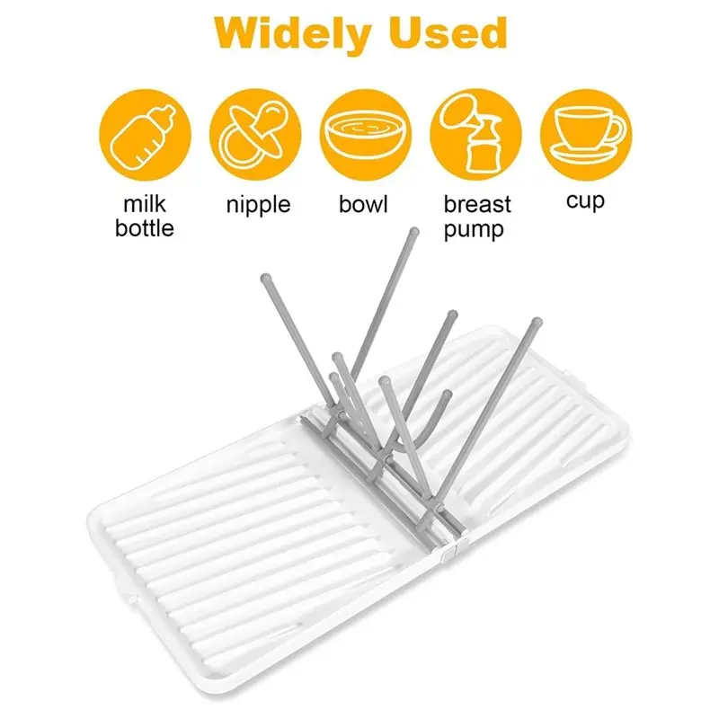 B78B-Drainer And Tray Included Baby Bottle Drying Rack- Space-Saving Design Perfect For Travel And Home Use