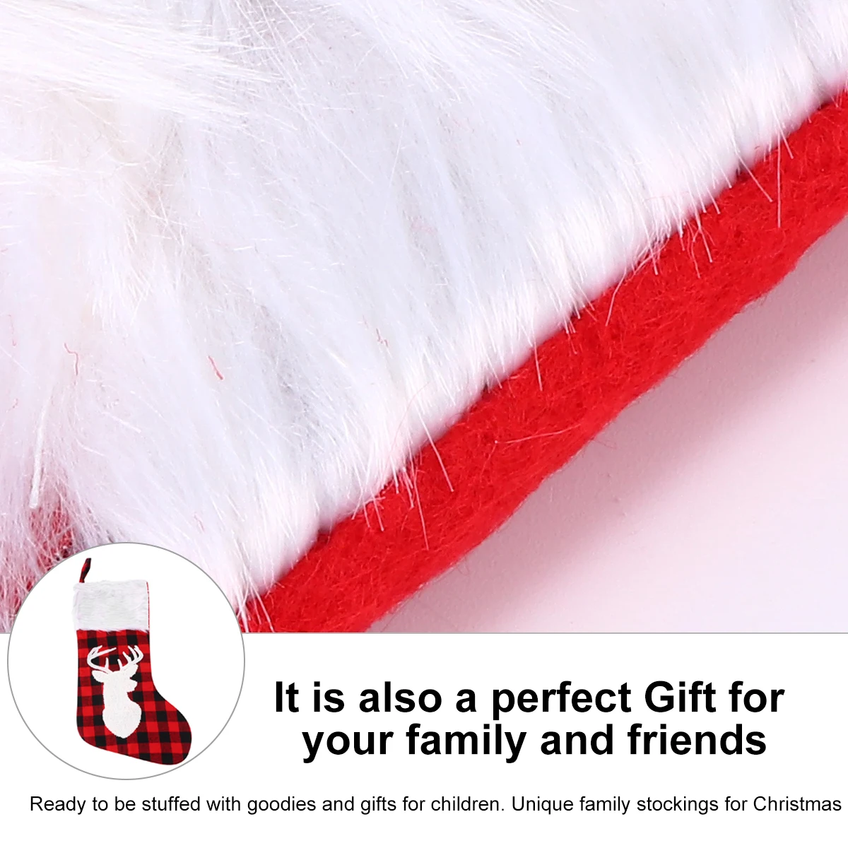 

Christmas Stocking Black Red Check Deer Head Foldable Candy Bag Xmas Gift Sock Christmas Tree Decor Xmas Gift Bag Sock
