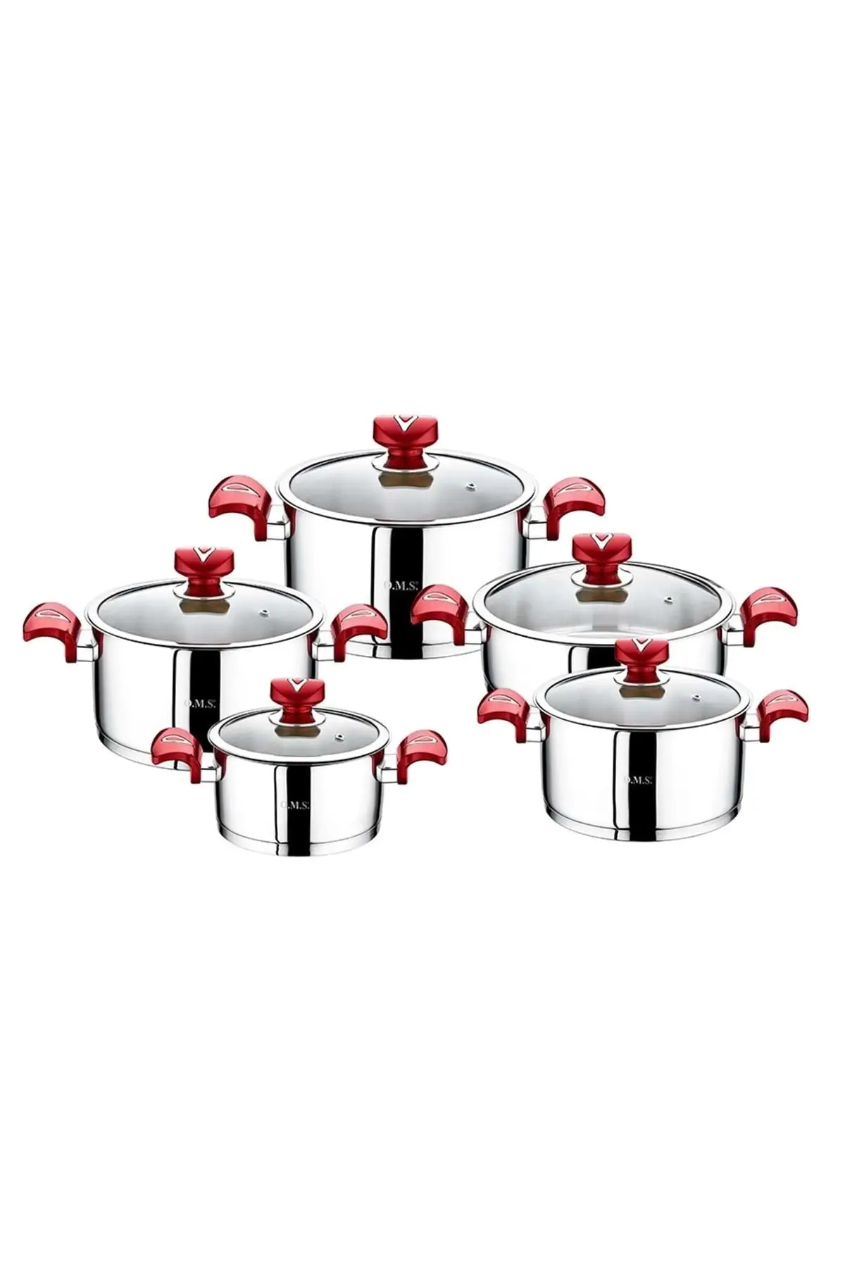 DOLBOVI 10 piece cylinder Set 1013 red Cookware Set